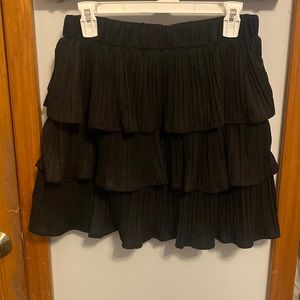 She+Sky Black Velvet Ruffle Skirt
